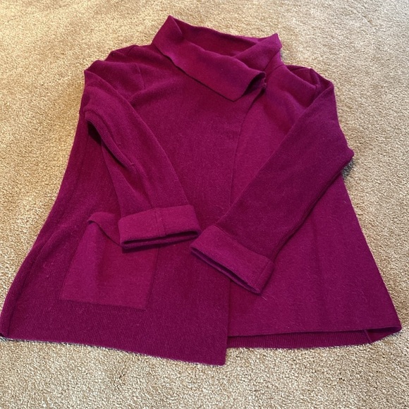 Beyond Threads Asymmetric Alpaca Merino Wool Cardigan Jacket Purple Sz M *FLAW - Picture 3 of 12